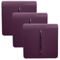 Trendi 1 Gang 2 Way 240V Screwless Artistic Modern Glossy 10 Amp Chrome Rocker Electrical Wall Light Switch in Plum Purple (3 pack)