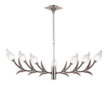 Mantra Holland Telescopic Pendant 9 Light G9, Polished Chrome/Wenge