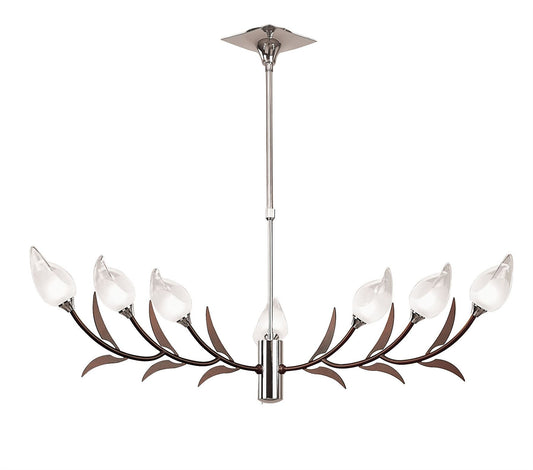Mantra Holland Telescopic Pendant 9 Light G9, Polished Chrome/Wenge