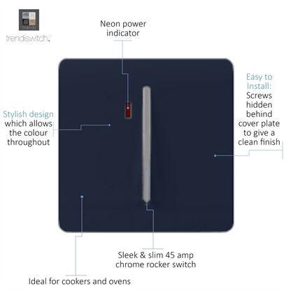 Trendi Artistic Modern Glossy 45 A Tactile Light Switch & Neon Insert Navy