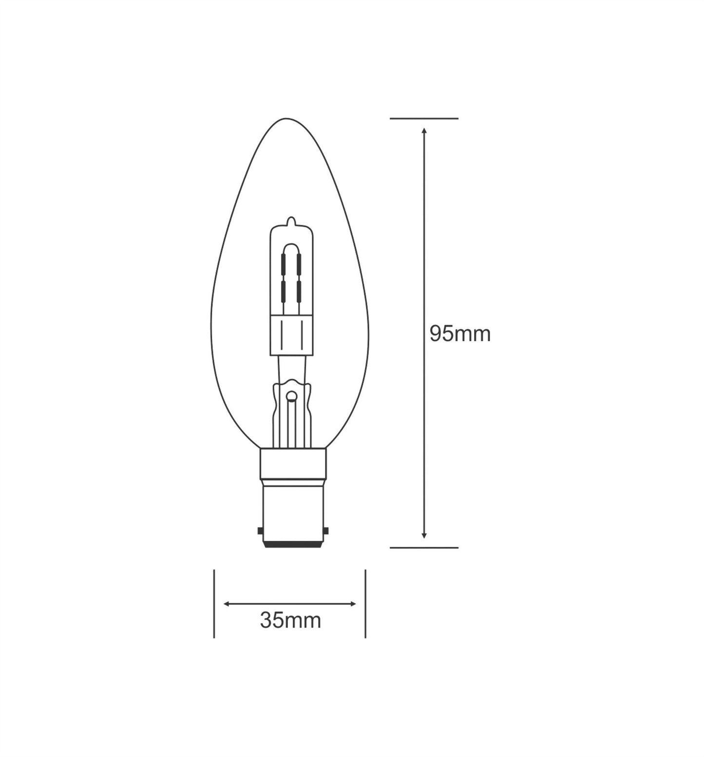 Luxram Halogen Trend Candle B15 Clear 60W Halogen