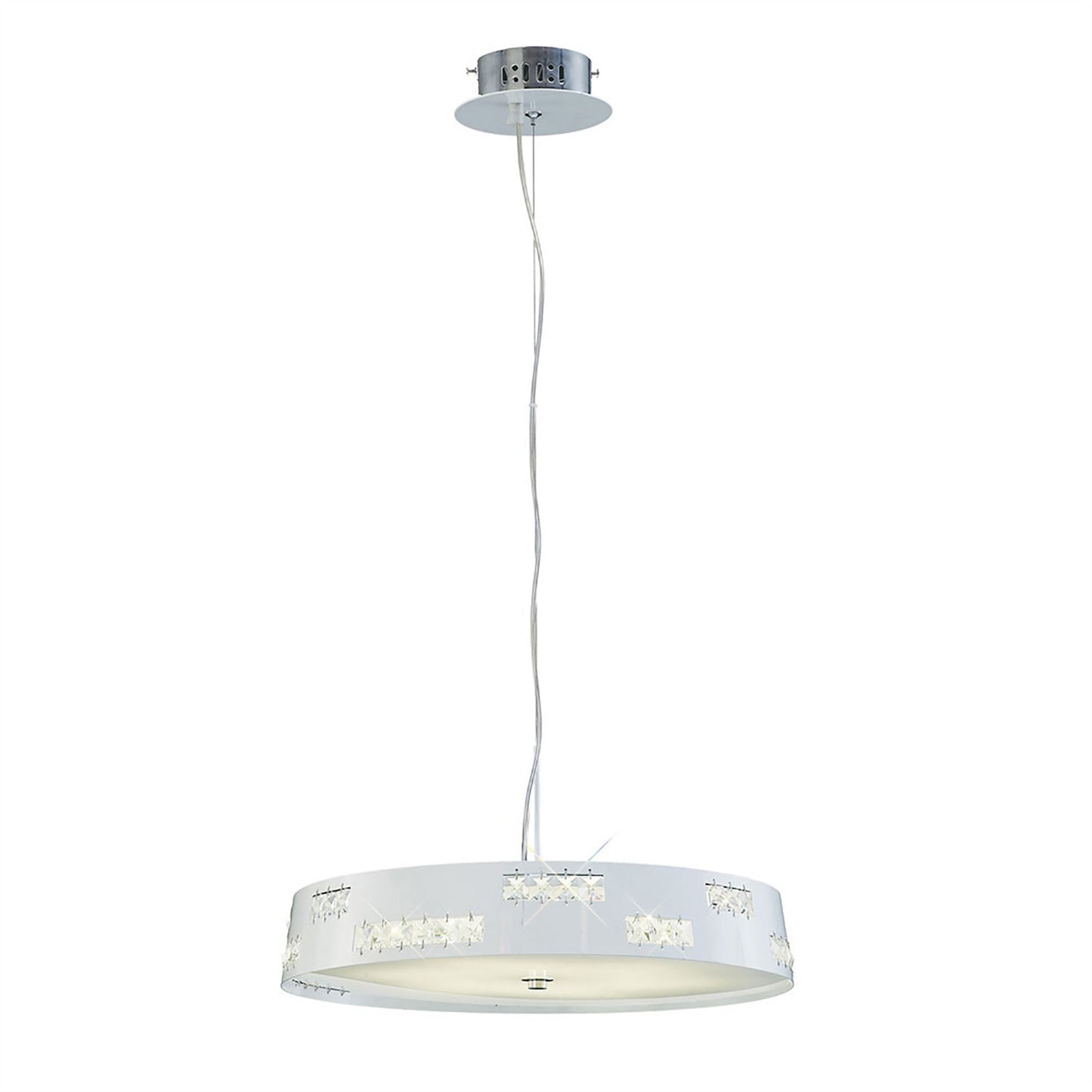 Diyas Phoenix 40cm  18W LED 4000K White/Crystal Ceiling Pendant Light Fitting