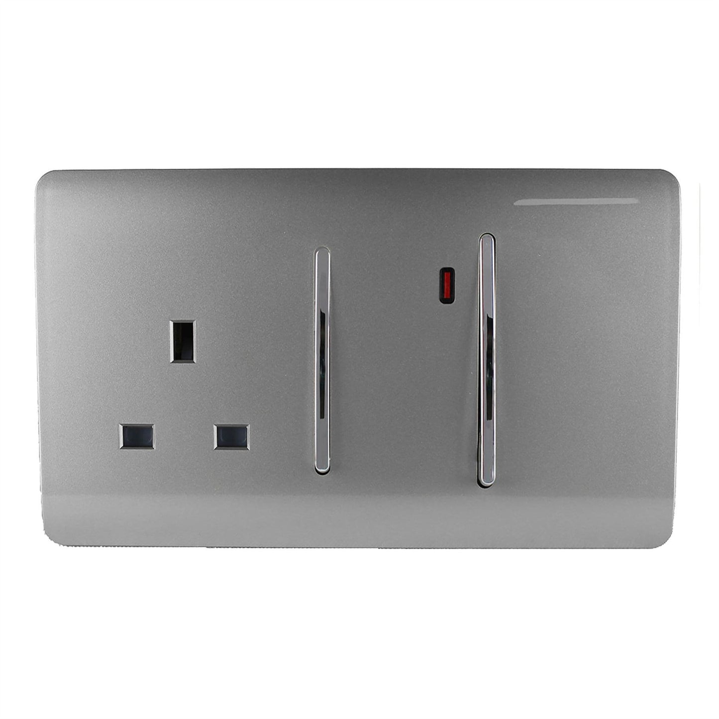 Trendi Artistic Modern Glossy 45 A Cooker Switch & Plug Socket Inc Neon Insert Light Grey