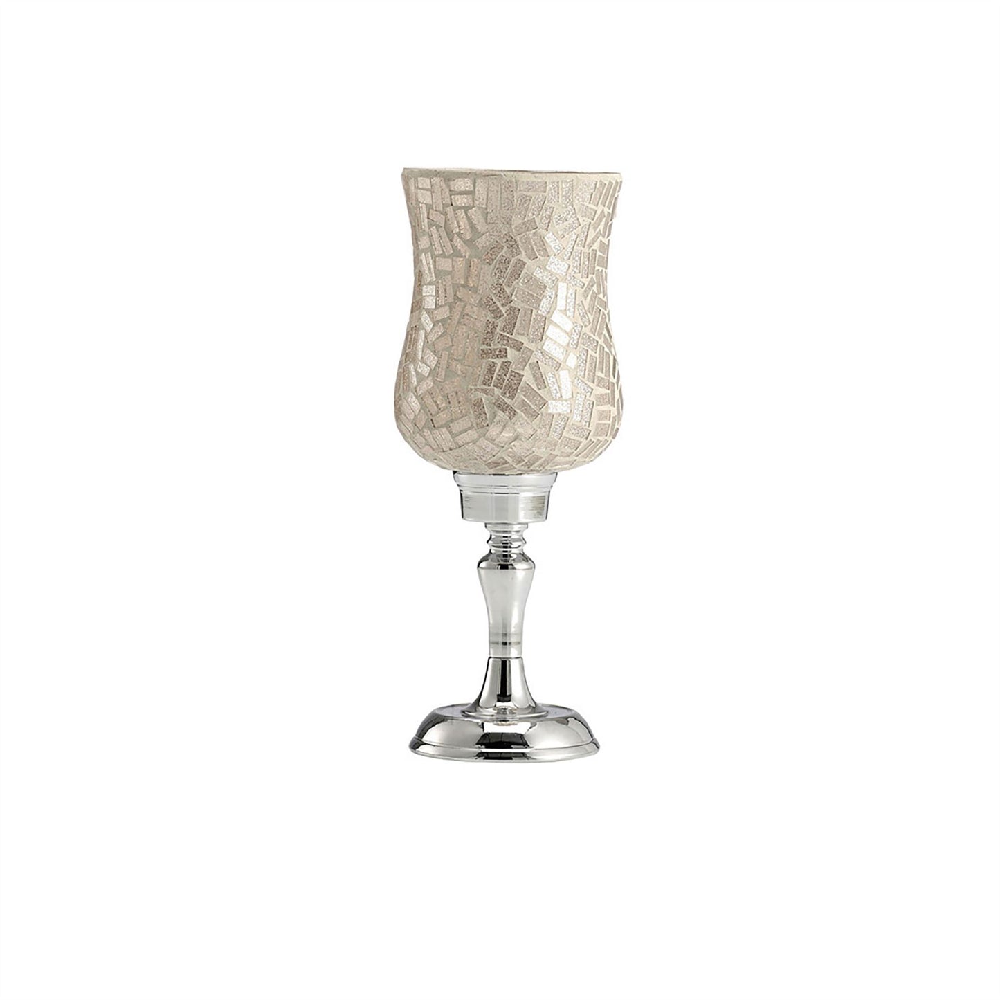 Diyas Home (DH) Trina Mosaic Candle Holder Small Polished Chrome Mosaic