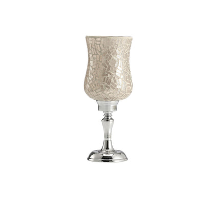 Diyas Home (DH) Trina Mosaic Candle Holder Small Polished Chrome Mosaic