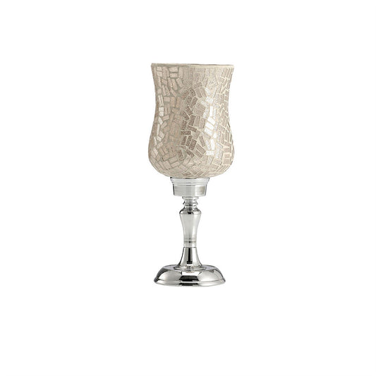 Diyas Home (DH) Trina Mosaic Candle Holder Small Polished Chrome Mosaic