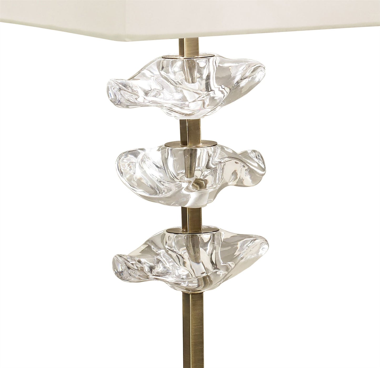 Mantra Akira Table Lamp 2 Light E27, Antique Brass with Cream Shade