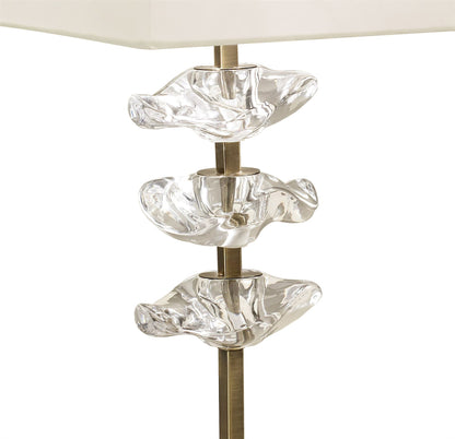 Mantra Akira Table Lamp 2 Light E27, Antique Brass with Cream Shade