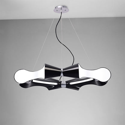 Mantra M1551 Ora Pendant 8 Flat Round Light E27, Gloss Black/White Acrylic/Polished Chrome