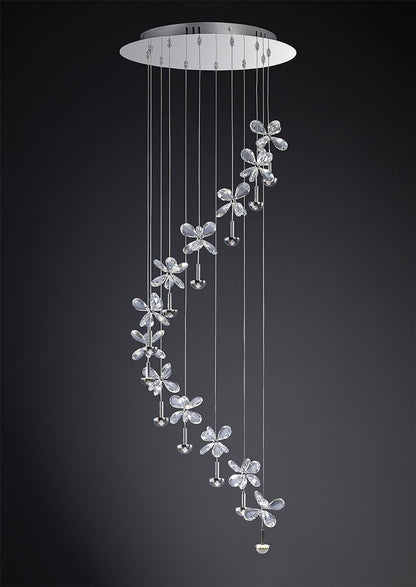 Diyas Aviva 45cm  12 Light 4000K LED Polished Chrome/Crystal Ceiling Pendant Light Fitting