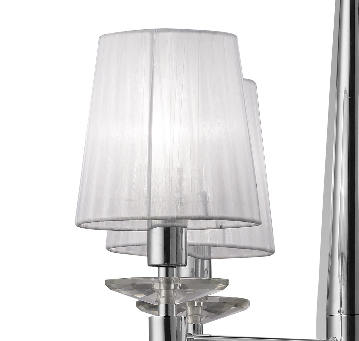 Mantra M3852 Tiffany Pendant 4+4 Light E14+G9, Polished Chrome with White Shades & Clear Crystal