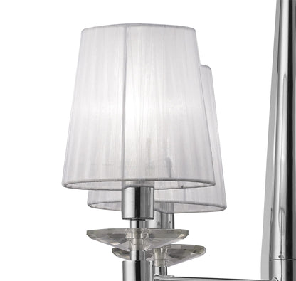 Mantra M3852 Tiffany Pendant 4+4 Light E14+G9, Polished Chrome with White Shades & Clear Crystal