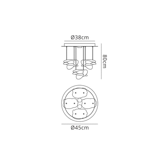 Mantra M5903 Nido Pendant 45cm Round 4 + 2 Lights 24W + 10W LED 3000K, 2800lm, Chrome, 3yrs Warranty