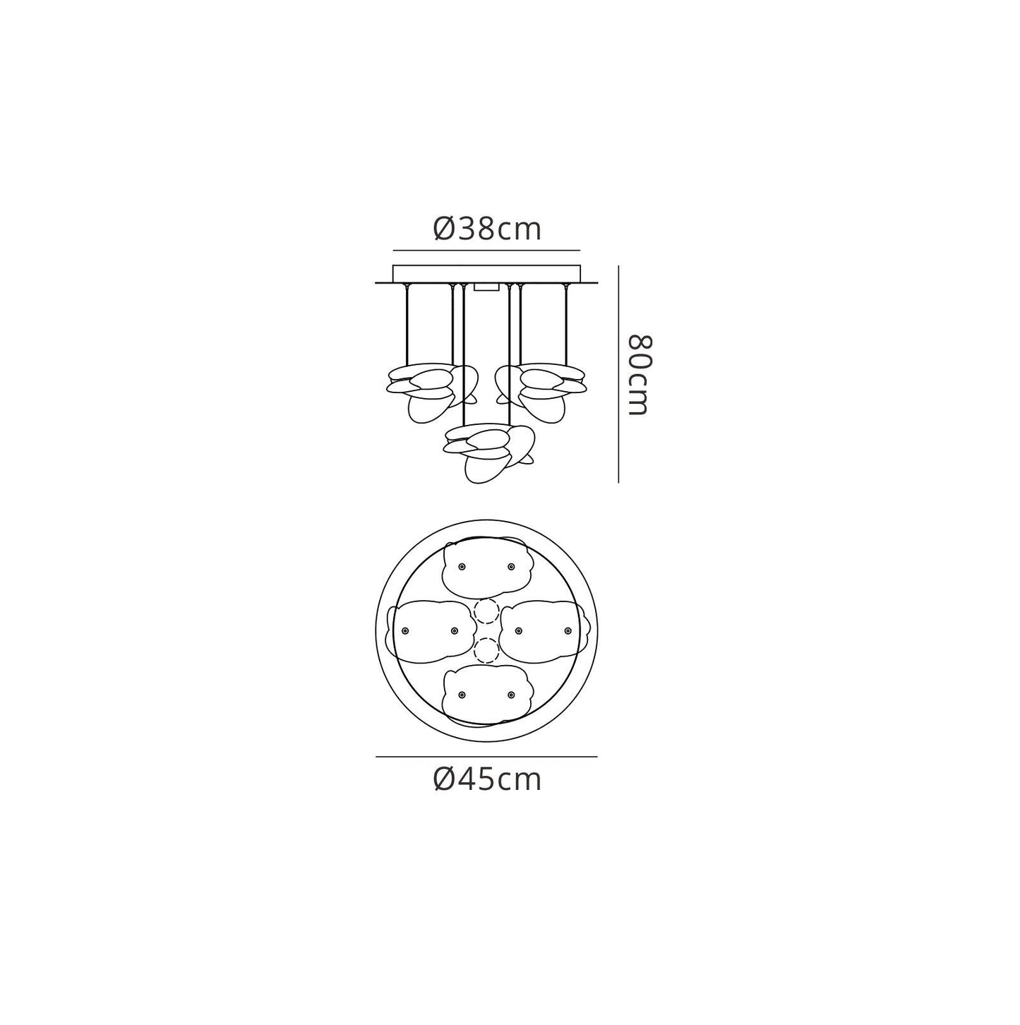 Mantra M5903 Nido Pendant 45cm Round 4 + 2 Lights 24W + 10W LED 3000K, 2800lm, Chrome, 3yrs Warranty