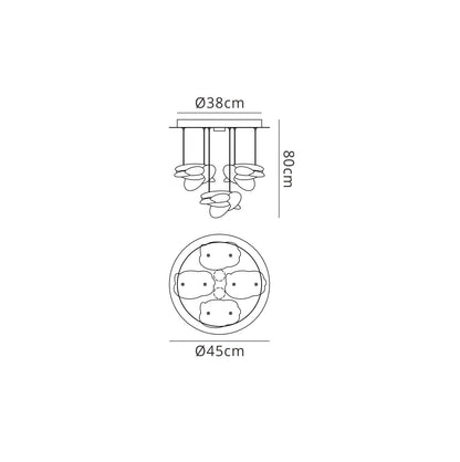 Mantra M5903 Nido Pendant 45cm Round 4 + 2 Lights 24W + 10W LED 3000K, 2800lm, Chrome, 3yrs Warranty