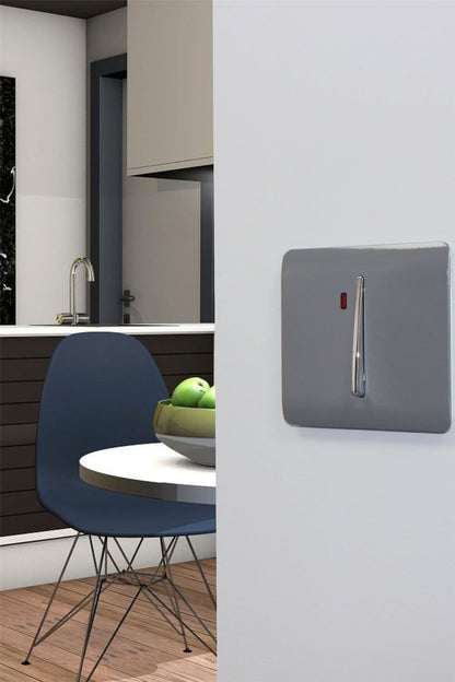 Trendi Artistic Modern Glossy 45 A Tactile Light Switch & Neon Insert Warm Grey