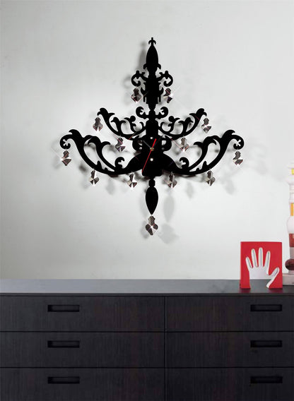 Diyas Home (DH) Infinity Chandelier Clock Black/Smoked Crystal/Clear Crystal