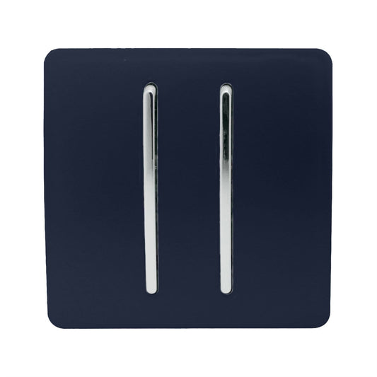Trendi 2 Gang 2 Way Artistic Modern Glossy 10 Amp Rocker Tactile Light Switch Navy