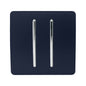 Trendi 2 Gang 2 Way Artistic Modern Glossy 10 Amp Rocker Tactile Light Switch Navy