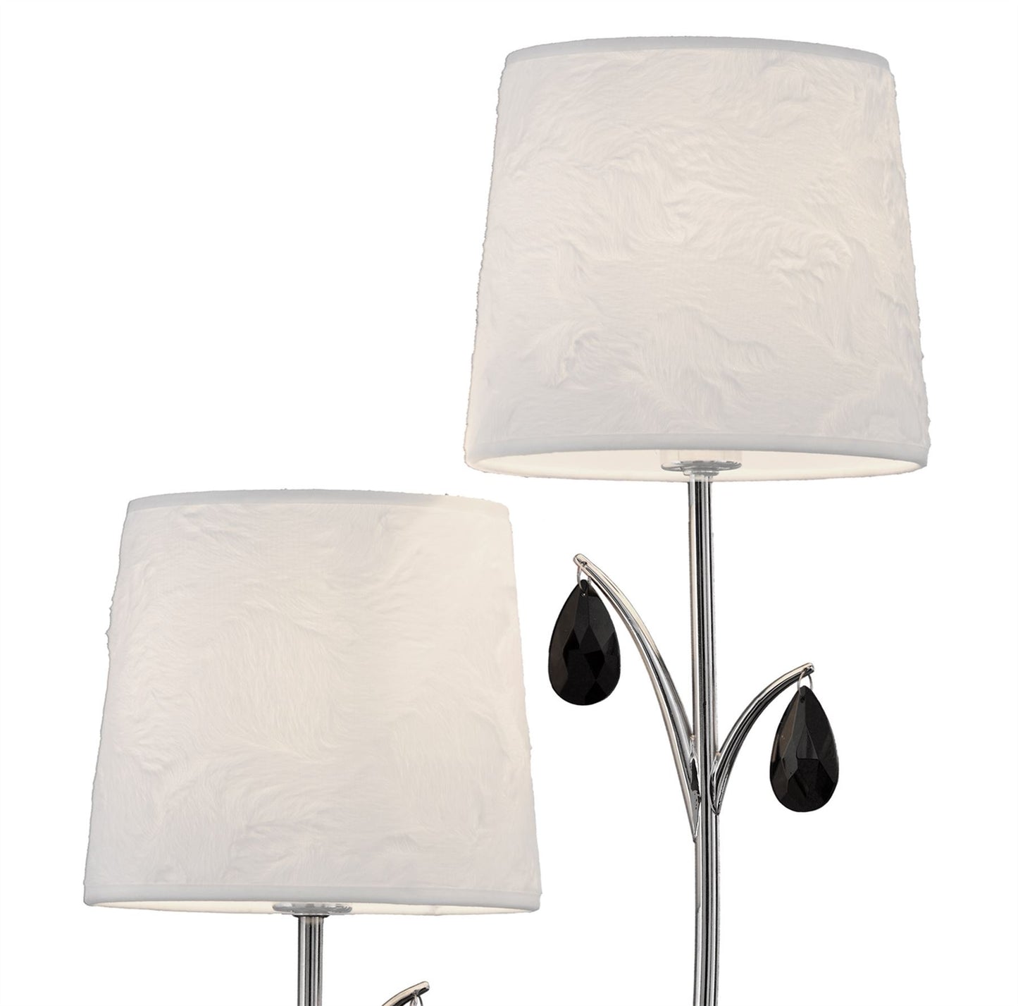 Mantra M6316 Andrea Wall Light, 2 x E14 (Max 20W), Polished Chrome, White Shades, Black Crystal Droplets