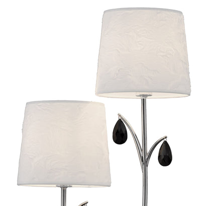 Mantra M6316 Andrea Wall Light, 2 x E14 (Max 20W), Polished Chrome, White Shades, Black Crystal Droplets