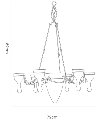 Diyas Home (DH) Tessa  6 Arm Black/Clear Glass Ceiling Pendant Light Fitting