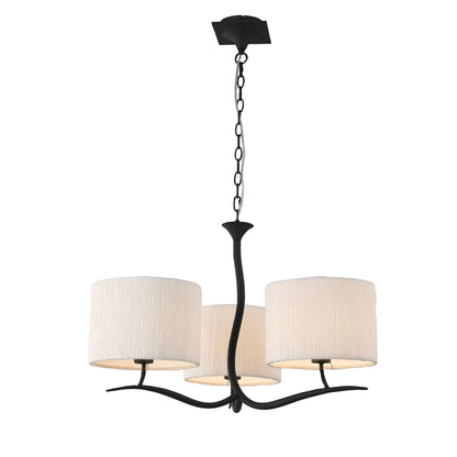 Mantra M1151 Eve Pendant 3 Light E27, Anthracite with White Round Shades