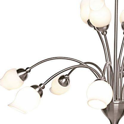 Diyas Rimini 69cm  12 Light G9 Satin Chrome/Opal Glass Ceiling Pendant Light Fitting