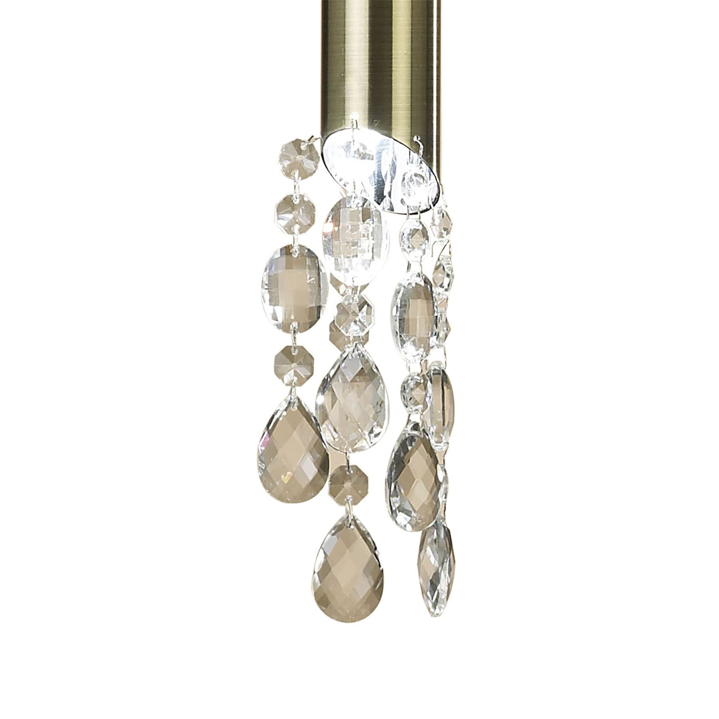 Mantra M3881 Tiffany Pendant 1+1 Light E27+G9, Antique Brass with Soft Bronze Shade & Clear Crystal