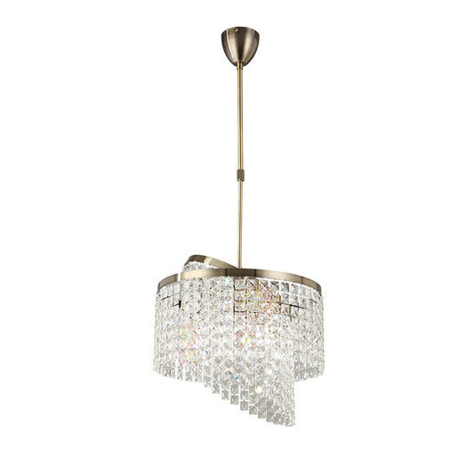 Diyas Cortina 40cm Telescopic  6 Light G9 with Adjustable Rings Antique Brass/Crystal Ceiling Pendant Light Fitting