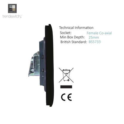 Trendi Switch 1 Gang Female Co-Axial Modern Designer Television Socket in Carbon Fibre