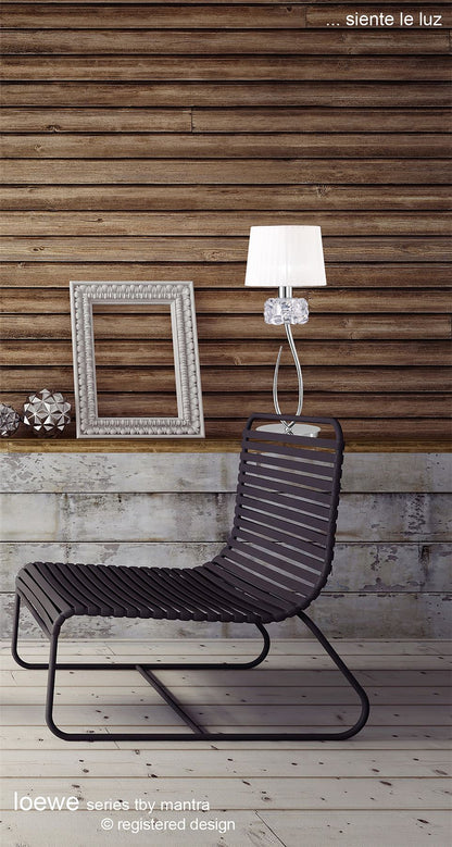 Mantra M4637 Loewe Table Lamp 1 Light E14 Small, Polished Chrome with White Shade