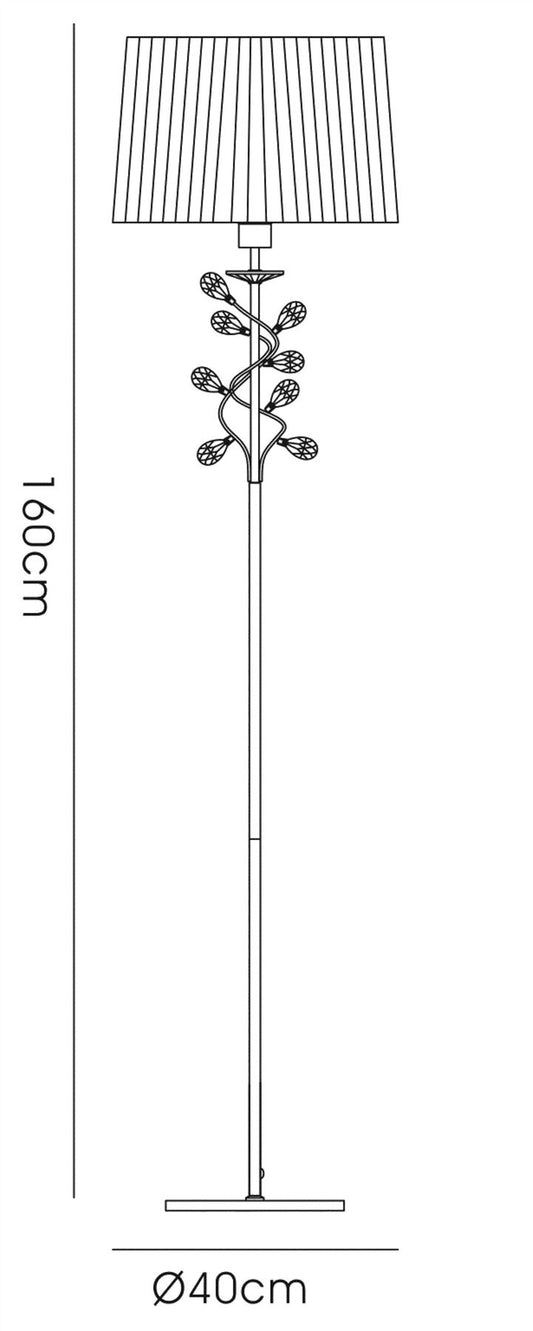 Diyas Willow Floor Lamp with White Shade 1 Light E27 Polished Chrome/Crystal