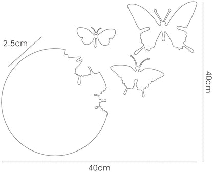 Diyas Home (DH) Infinity Cutout Butterfly Clock Red Wall