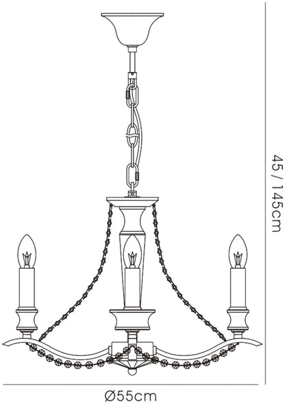 Diyas Nydia 55cm  4 Light E14 French Gold/Crystal Ceiling Pendant Light Fitting