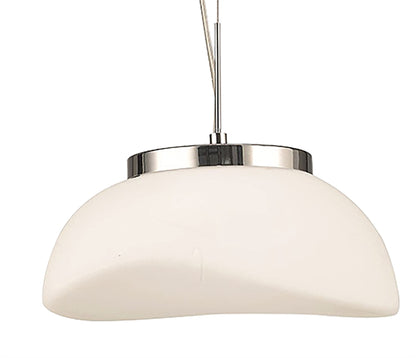 Mantra M4893 Opal Pendant 1 Light E27, Polished Chrome/Frosted White Glass