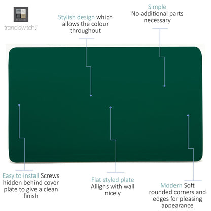 Trendi 2 Gang Artistic Modern Glossy Tactile Double Blanking Plate Dark Green