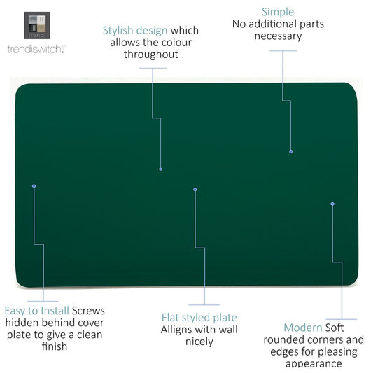 Trendi 2 Gang Artistic Modern Glossy Tactile Double Blanking Plate Dark Green