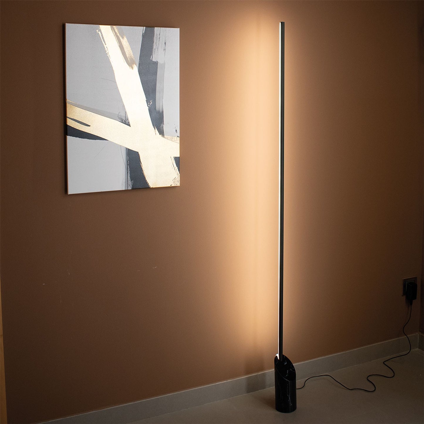 Mantra Marmol Floor Lamp, 28W LED, 3000K, 1680lm, Black Marble/Black, 3yrs Warranty