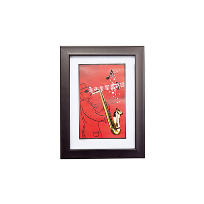 Diyas Home Crystal Wall Art (DH) Melody Saxophone, Black Frame, Amber Crystal Framed