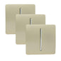 Trendi 1 Gang 2 Way 240V Screwless Artistic Modern Glossy 10 Amp Chrome Rocker Electrical Wall Light Switch in Champagne Gold (3 pack)