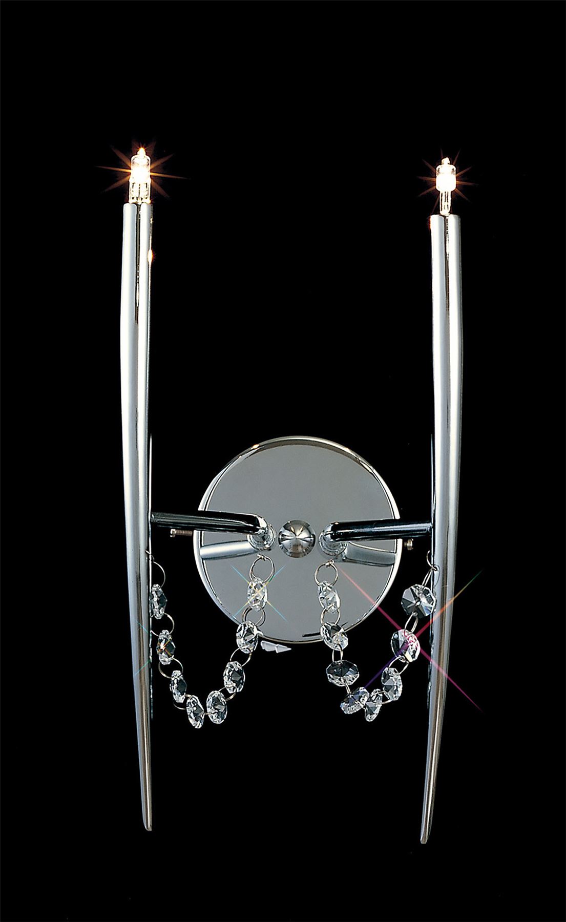 Diyas Zest Wall Light 2 Light G4 Polished Chrome/Crystal, NOT LED/CFL Compatible