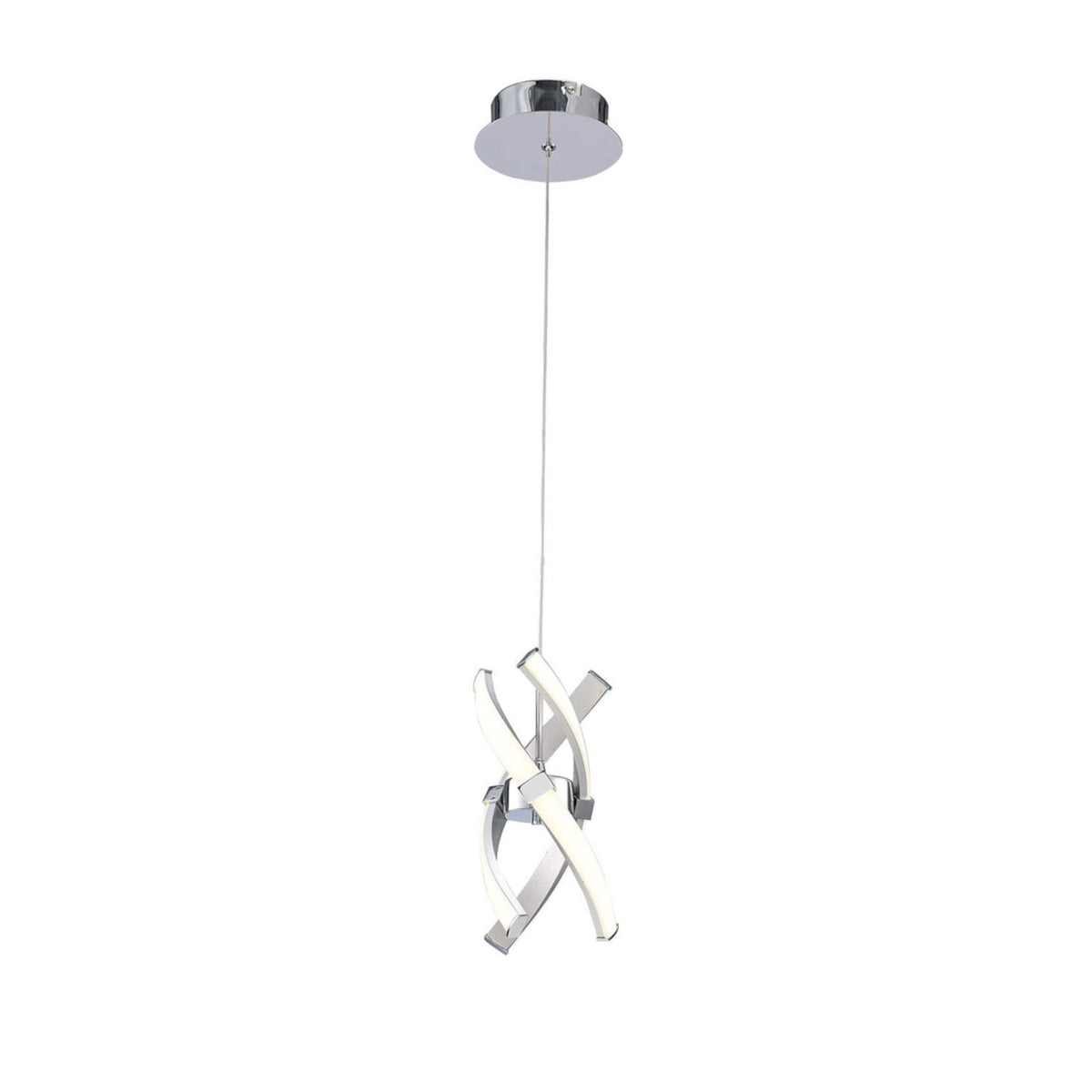 Mantra M5081 Espirales Pendant 1 Light 12W LED 3000K, 840lm, Silver/Frosted Acrylic/Polished Chrome, 3yrs Warranty