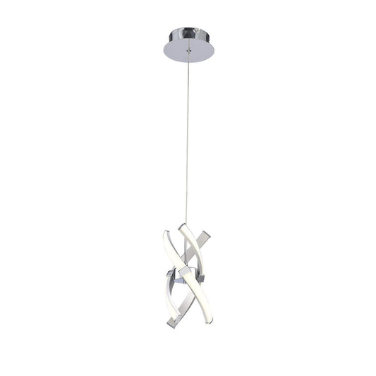 Mantra M5081 Espirales Pendant 1 Light 12W LED 3000K, 840lm, Silver/Frosted Acrylic/Polished Chrome, 3yrs Warranty