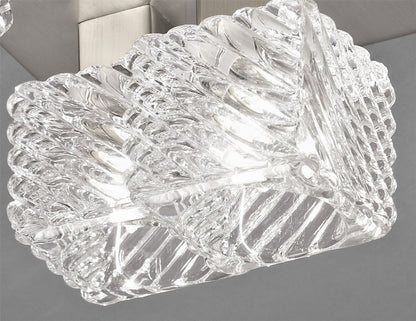 Deco Accor Ceiling Flush 5 Light G9, 230mm Square, Satin Nickel/Clear Glass