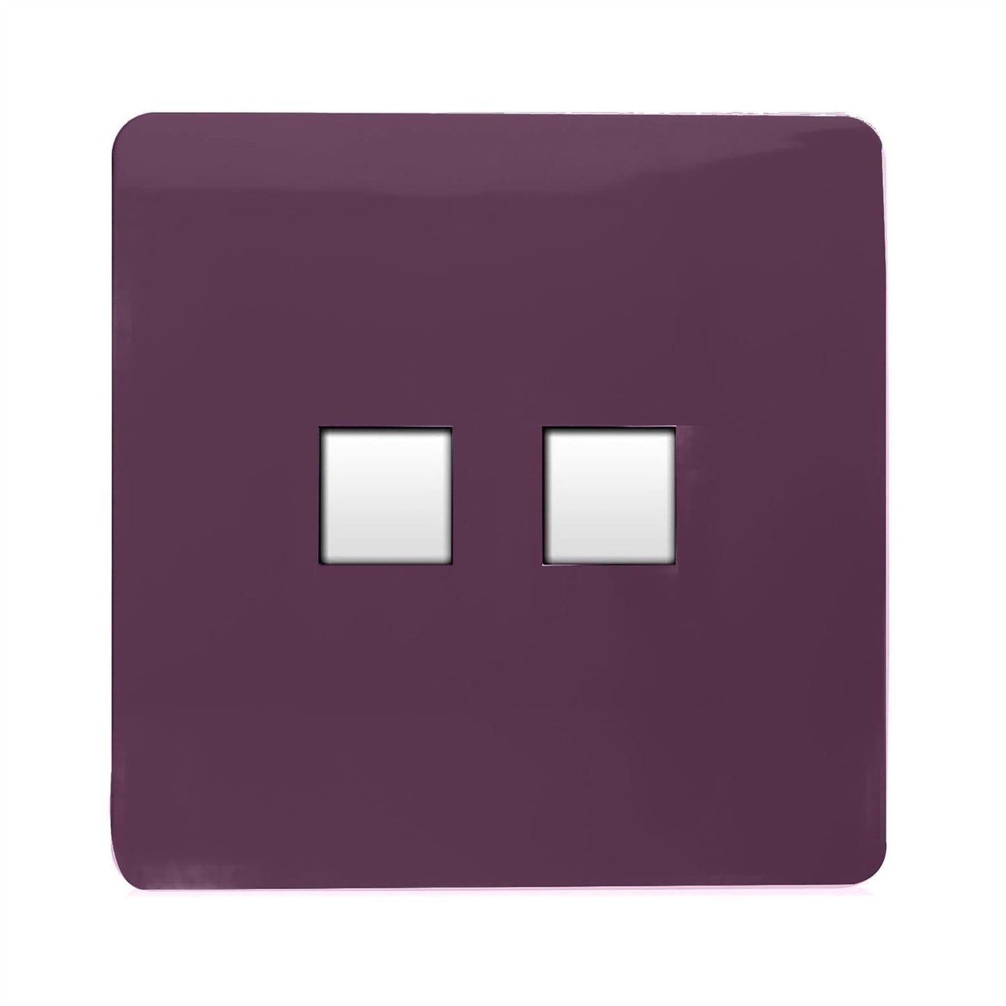 Trendi Switch 2 Gang RJ45 Cat 6 Modern Designer PC Ethernet Socket in Plum