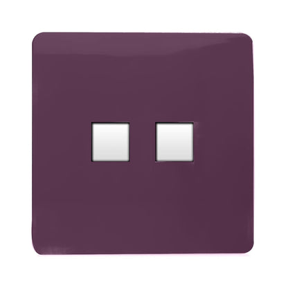 Trendi Switch 2 Gang RJ45 Cat 6 Modern Designer PC Ethernet Socket in Plum