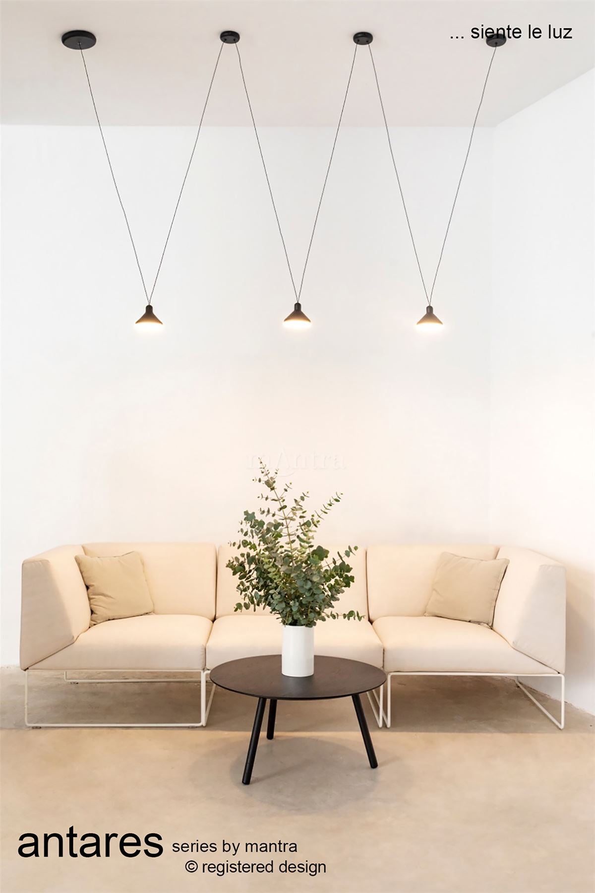 Mantra Fusion Sirio 3 Light Linear Pendant, 24W LED, 3000K, 1770lm, Black, 3yrs Warranty