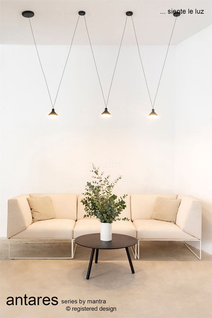 Mantra Fusion Sirio 3 Light Linear Pendant, 24W LED, 3000K, 1770lm, Black, 3yrs Warranty