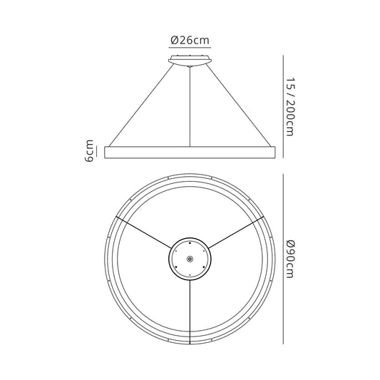 Mantra Fusion Fusion M7750 Niseko Ring Pendant 90cm 66W LED, 3000K-6000K Tuneable, 4200lm, Remote Control, White, 3yrs Warranty